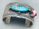 Signed Vintage Native American Navajo Blue Diamond Turquoise Sterling Silver Bracelet-Nativo Arts