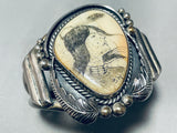 Hand Carved Opulent Vintage Native American Navajo Sterling Silver Native Woman Bracelet-Nativo Arts