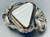 Signed Vintage Jemez Mother Of Pearl Sterling Silver Bracelet-Nativo Arts