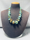 Boulders Of Royston Turquoise Vintage Navajo Sterling Silver Necklace-Nativo Arts