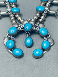 Fab Vintage Native American Navajo Domed Turquoise Sterling Silver Squash Blossom Necklace-Nativo Arts