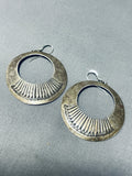 Incredible Vintage Native American Navajo Sterling Silver Dangle Earrings-Nativo Arts