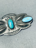 Early 1900's Vintage Native American Navajo Turquoise Sterling Silver Pin-Nativo Arts