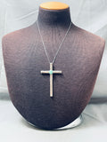 Incredible Vintage Native American Navajo Turquoise Cross Sterling Silver Necklace