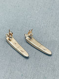 Important Vernon Haskie Vintage Native American Navajo 14k Gold Turquoise Earrings-Nativo Arts