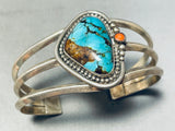 Rare Vintage Native American Navajo Bisbee Turquoise Sterling Silver Bracelet Old-Nativo Arts