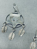 Impressive Vintage Native American Navajo Sterling Silver Dangle Bear Earrings-Nativo Arts