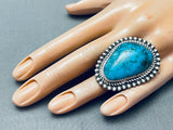 Les Nez Vintage Native American Navajo Spiderweb Turquoise Sterling Silver Ring-Nativo Arts