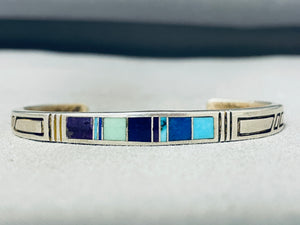 Sweet Vintage Native American Navajo Sugulite Lapis Turquoise Sterling Silver Bracelet-Nativo Arts