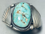 Important Vintage Native American Navajo Carico Lake Turquoise Sterling Silver Bracelet-Nativo Arts