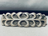 Waves Of Water Vintage Native American Navajo Thick Sterling Silver Bracelet Cuff-Nativo Arts