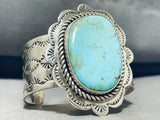 Show-stopping Vintage Santo Domingo Blue Gem Turquoise Sterling Silver Bracelet-Nativo Arts