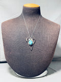 Lovely Vintage Native American Navajo Morenci Turquoise Sterling Silver Heart Necklace-Nativo Arts