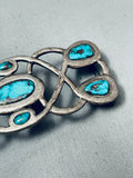 One Of The Coolest Most Unique Vintage Native American Navajo Sterling Silver Turquoise Buckle