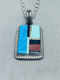 NImportant Tony Aguilar Vintage Santo Domingo Sterling Silver Inlay Necklace-Nativo Arts