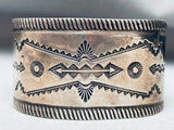 Early 1900's Huge Hand Tooled Vintage Native American Navajo Sterling Silver Bracelet-Nativo Arts