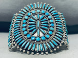 One Of The Most Intricate Vintage Native American Zuni Turquoise Sterling Silver Bracelet-Nativo Arts