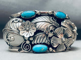Huge Flower Southwestern Sterling Silver Turquoise Bracelet-Nativo Arts