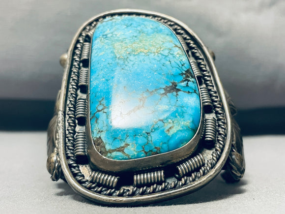 Powerful 112 Gram Vintage Native American Navajo Turquoise Sterling Silver Bracelet-Nativo Arts