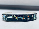 7 Inch Wrist Native American Navajo Space Inlay Turquoise Sterling Silver Bracelet-Nativo Arts
