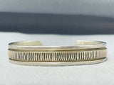 Stunning Bruce Morgan Vintage Native American Navajo Sterling Silver & 14k Gold Bracelet-Nativo Arts