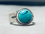 Native American Awesome Vintage Kingman Turquoise Dome Sterling Silver Huge Ring-Nativo Arts