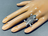 Alluring Native American Navajo Sterling Silver Toad Ring-Nativo Arts