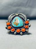Incredible Vintage Native American Navajo Blue Gem Turquoise Sterling Silver Ring-Nativo Arts