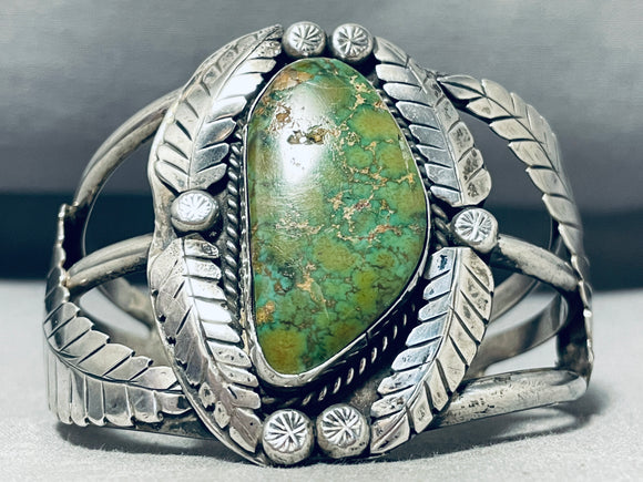 Important Early Damale Turquoise!! Vintage Native American Navajo Sterling Silver Bracelet-Nativo Arts