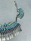 One Of The Finest Vintag Native American Zuni Turquoise Sterling Silver Dangling Necklace-Nativo Arts
