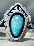 Herb Platero Vintage Native American Navajo Carico Lake Turquoise Sterling Silver Bracelet-Nativo Arts