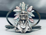 Huge Chief Vintage Native American Navajo Sterling Silver Bracelet Cuff-Nativo Arts