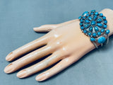 Deep Blue Turquoise Vintage Native American Navajo Sterling Silver Bracelet-Nativo Arts