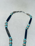 Woah! Vintage Native American Navajo Spiderweb Turquoise Sterling Silver Necklace Old-Nativo Arts