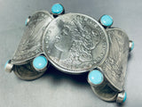 One Of The Coolest Ever Native American Navajo Coin Turquoise Sterling Silver Bracelet-Nativo Arts