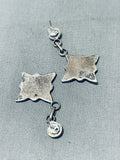 Detailed Vintage Native American Navajo Cerillos Turquoise Sterling Silver Earrings-Nativo Arts