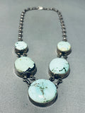 Mint Green!! Vintage Native American Zuni Turquoise Sterling Silver Necklace-Nativo Arts