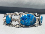 Most Unique Coiled Lapis Vintage Native American Navajo Sterling Silver Bracelet-Nativo Arts