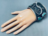 137 Grams Vintage Native American Navajo Turquoise Lizard Sterling Silver Bracelet-Nativo Arts