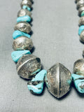 Distinctive Vintage Native American Navajo Kingman Turquoise Sterling Silver Necklace-Nativo Arts