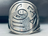 Towering Vintage Hopi Sterling Silver Hand Tooled Bracelet Cuff-Nativo Arts
