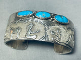 Native Desert Campfire Vintage Native American Navajo Turquoise Sterling Silver Bracelet-Nativo Arts