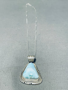 Robert Shakey Native American Navajo Larimar Sterling Silver Necklace-Nativo Arts