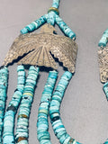 346 Grams Gasp!! Native American Navajo Turquoise Sterling Silver Bird Necklace-Nativo Arts
