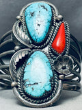 One Of Best Ever Vintage Native American Navajo Blue Diamond Turquoise Sterling Silver Bracelet-Nativo Arts