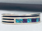 6 Inch Wrist Vintage Native American Navajo Inlay Turquoise Sterling Silver Bracelet-Nativo Arts