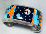 6.5 Inch Wrist Vintage Native American Navajo Turquoise Inlay Sterling Silver Bracelet-Nativo Arts