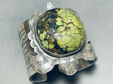 218 Gram Sea Turtle Native American Navajo Green Turquoise Sterling Silver Bracelet-Nativo Arts