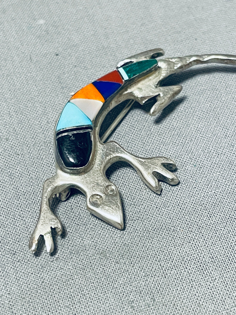 Marvelous Native American Navajo Turquoise Sterling Silver Gecko Pin ...