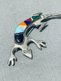 Marvelous Native American Navajo Turquoise Sterling Silver Gecko Pin-Nativo Arts